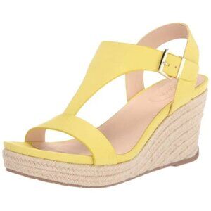 Kenneth Cole Women's Yellow T-strap Wedge Sandal Sz 7.5